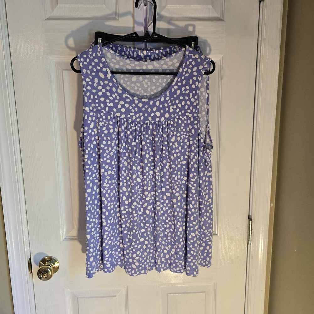 POPYOUNG Women 2XL Pajama Set Purple Polka Dot Tank Top Shorts Loungewear NEW